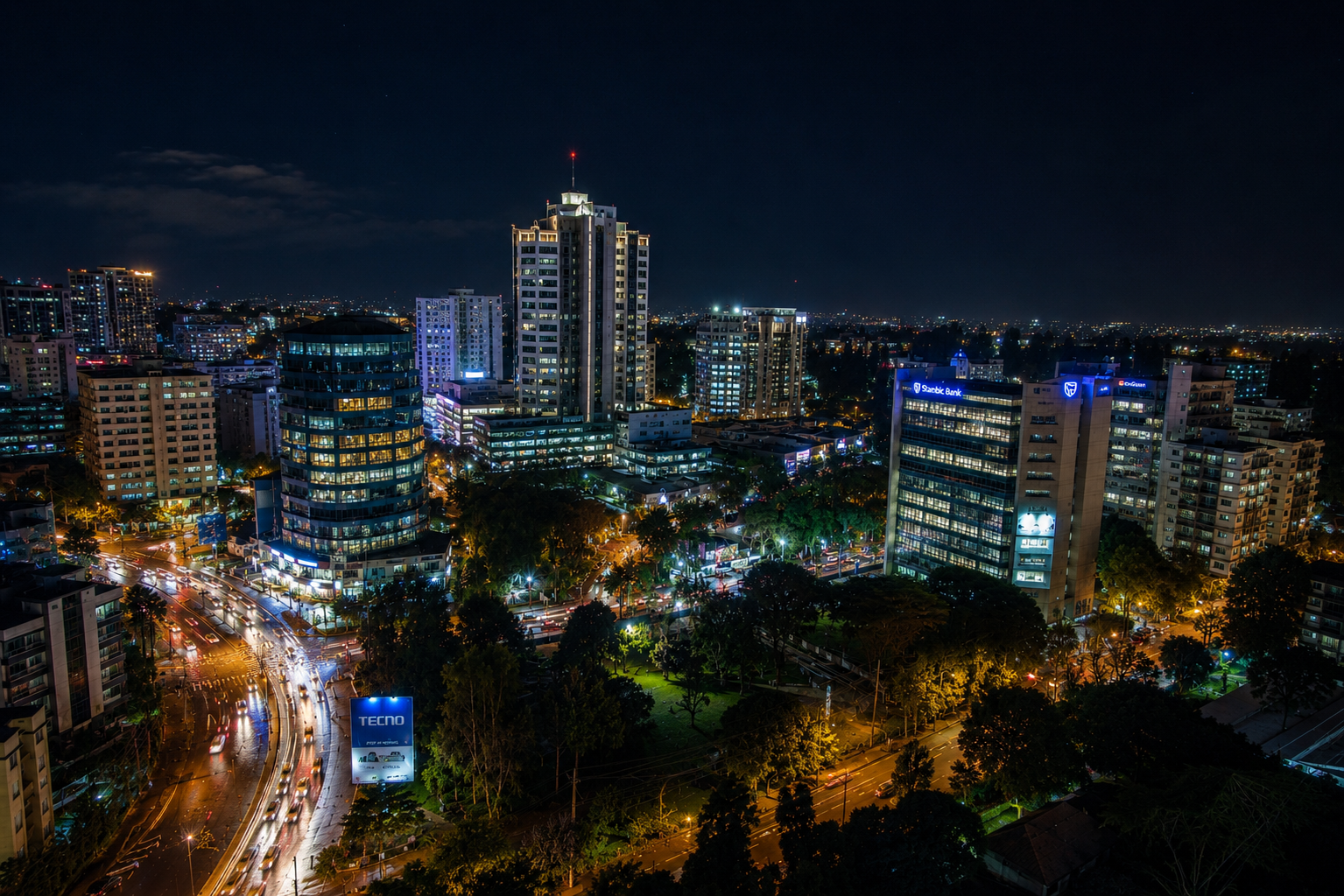 Nairobi Westlands night skyline